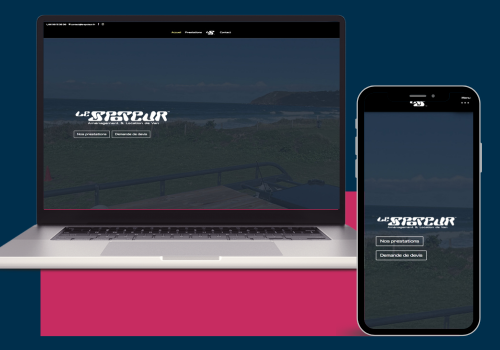 Mockup d'un site internet développé par Seawave sur un ordinateur portable et un smartphone
